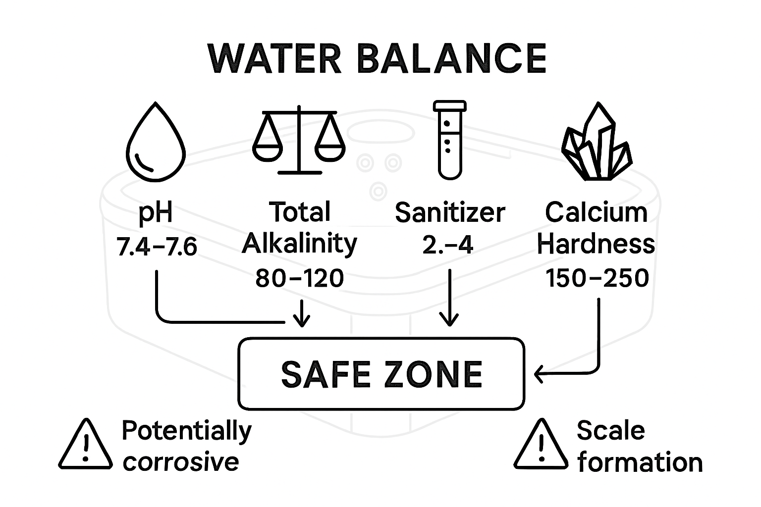 Hot tub water balance infographic
