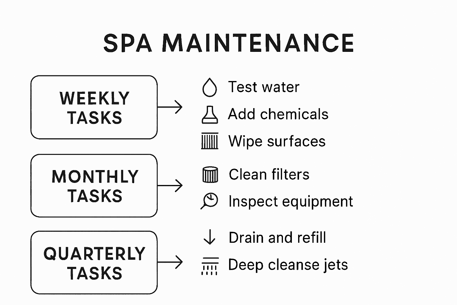 Timeline of weekly, monthly, quarterly spa care