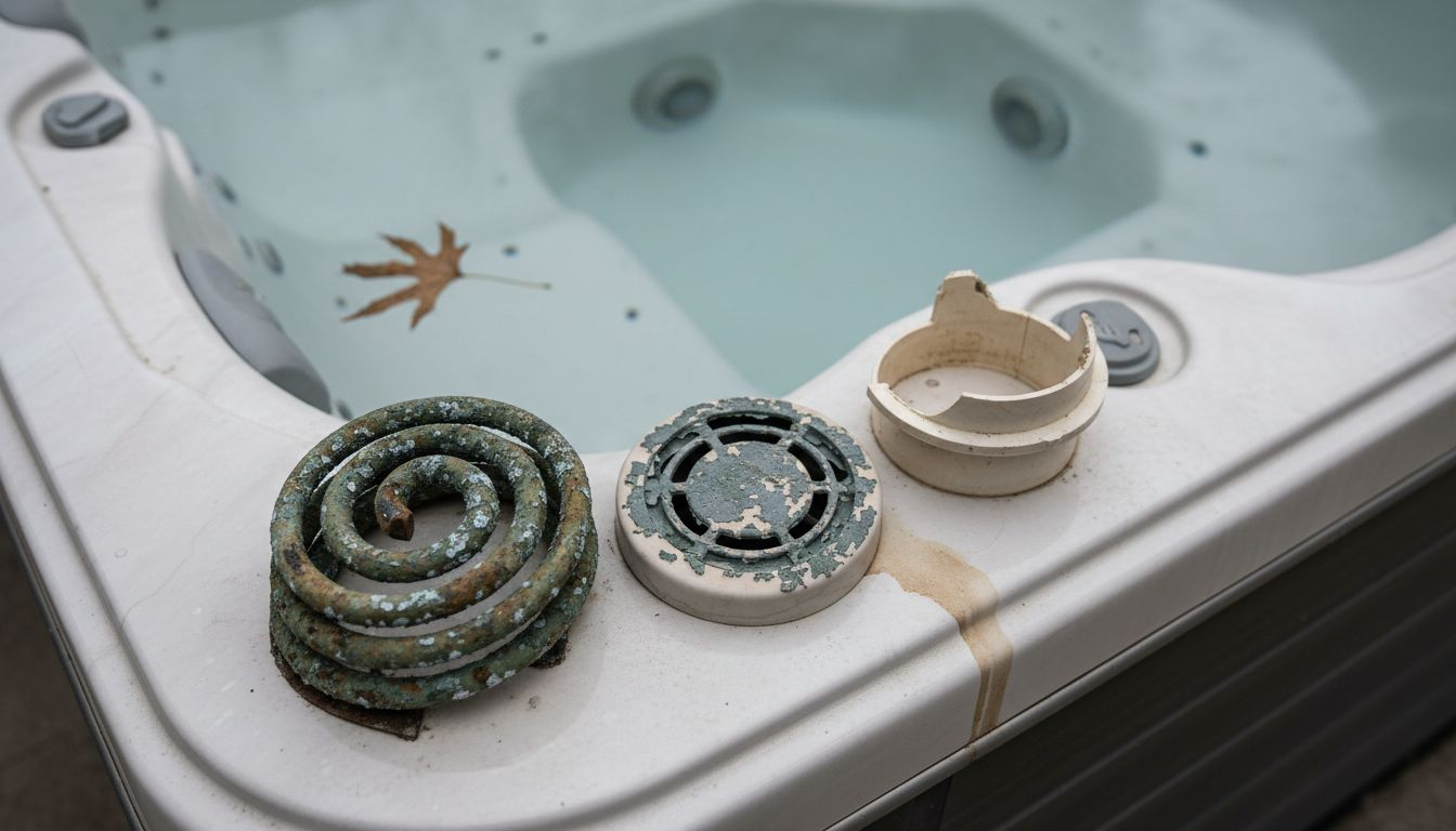 Corroded spa heater and jet components