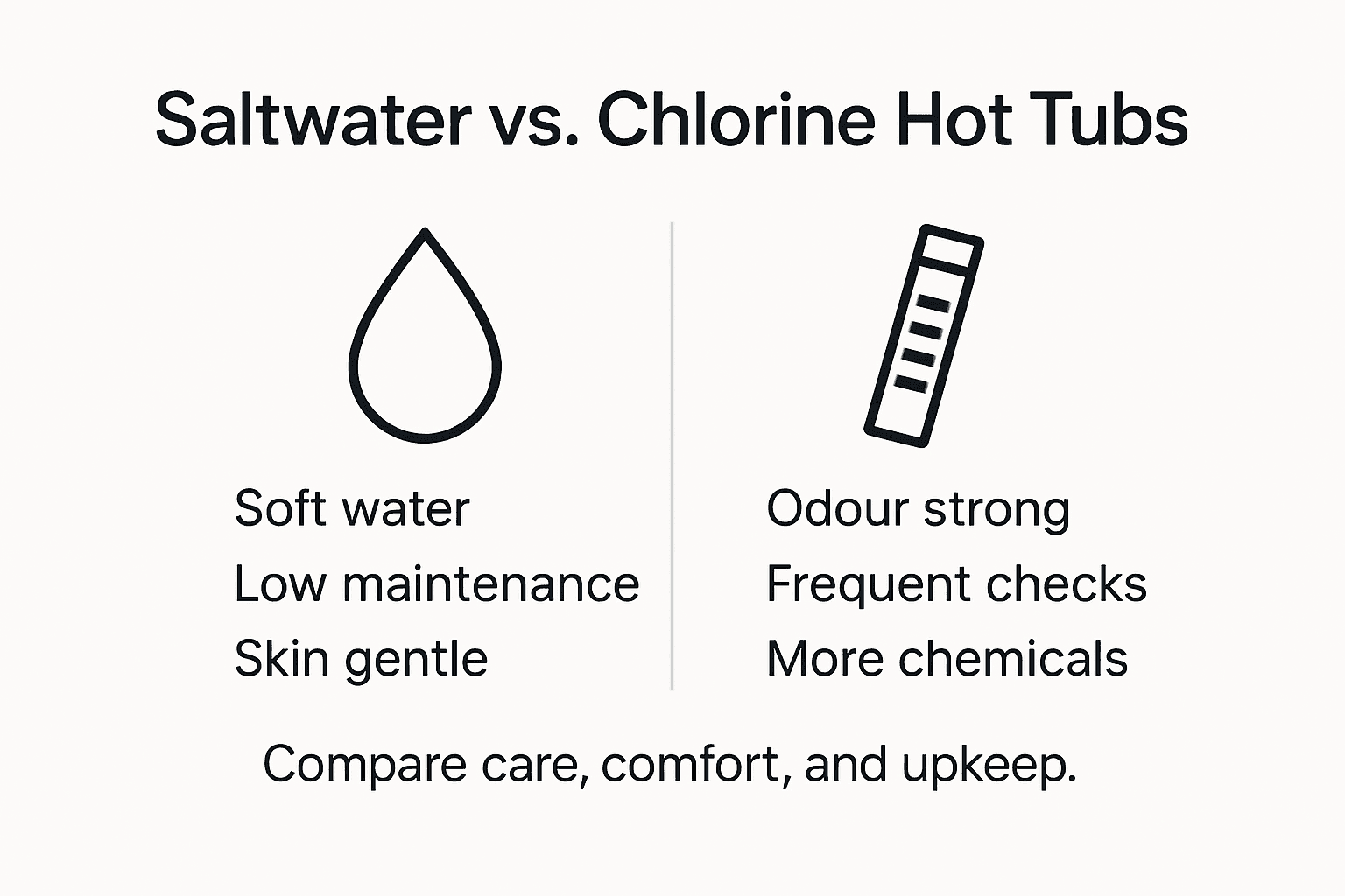 Infographic comparing saltwater and chlorine hot tubs