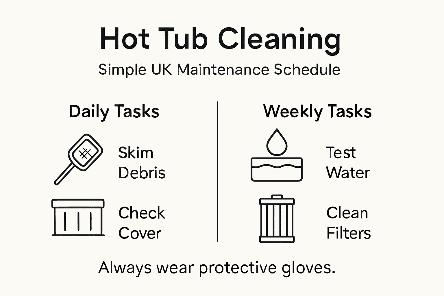 Infographic of hot tub cleaning schedule and safety