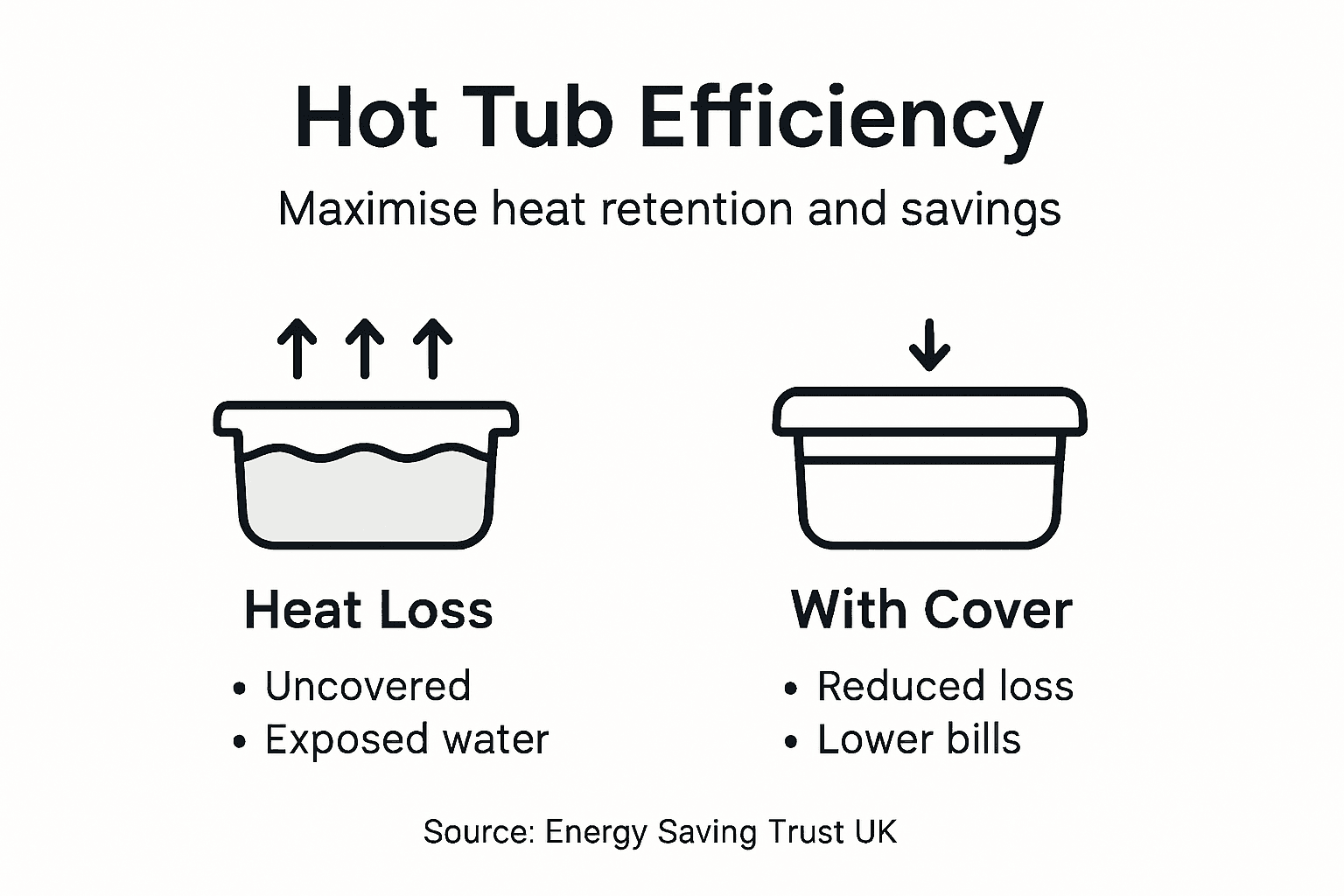Infographic showing thermal cover boosts hot tub efficiency