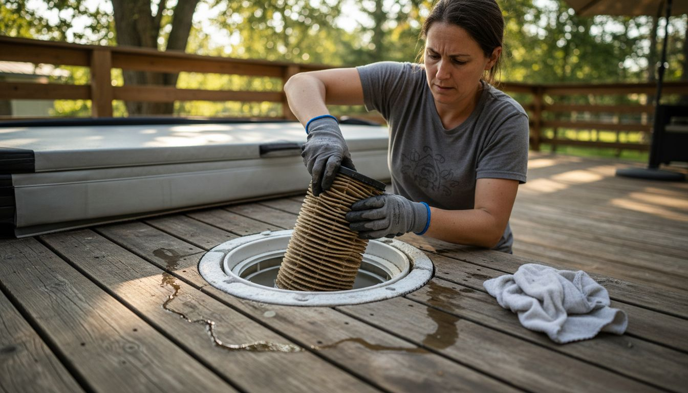 Removing old filter from hot tub housing