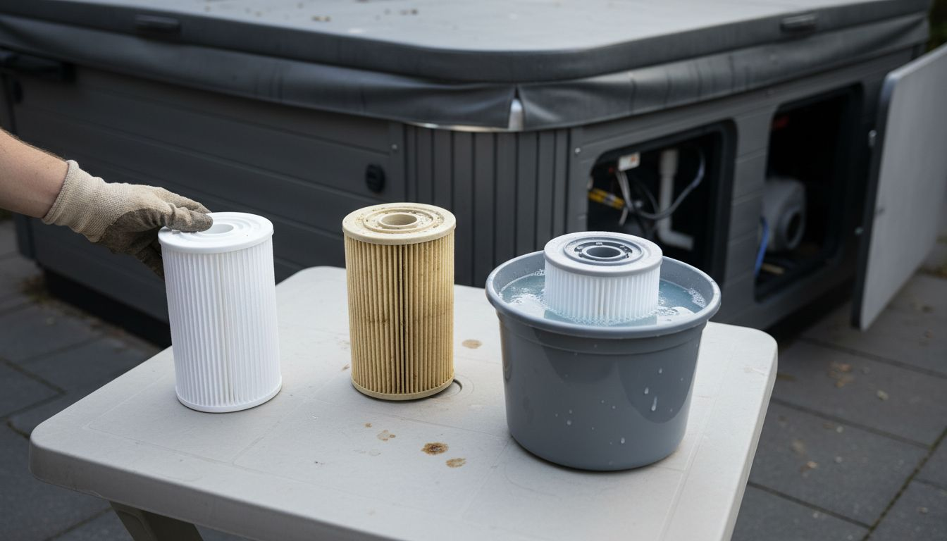Three hot tub filter types and cleaning