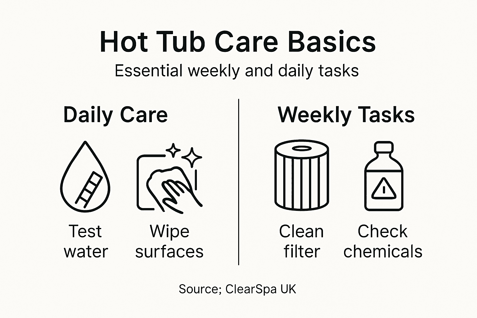 Infographic showing hot tub care basics