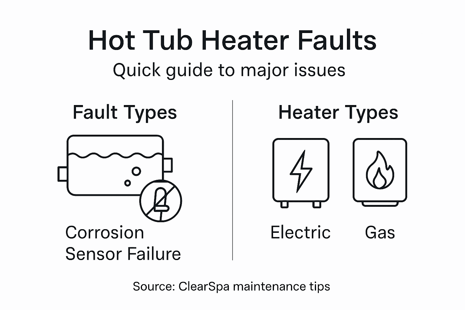 Infographic showing heater faults and types