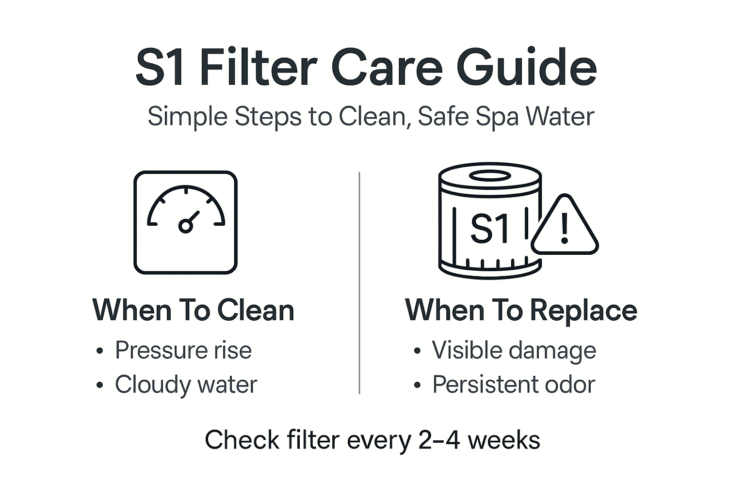 Infographic on when to clean or replace S1 filter