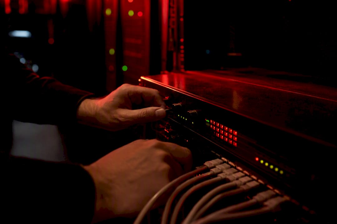 Hands configuring firewall hardware controls