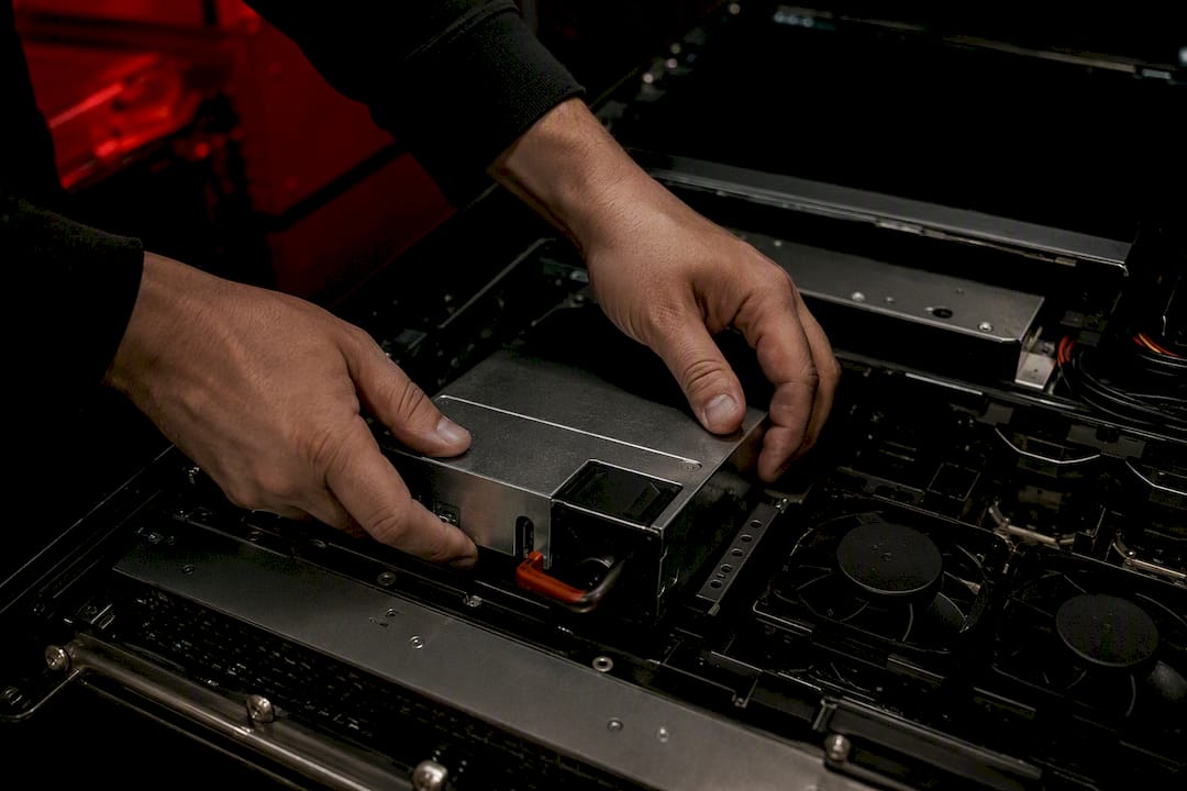 Hands updating server firmware hardware