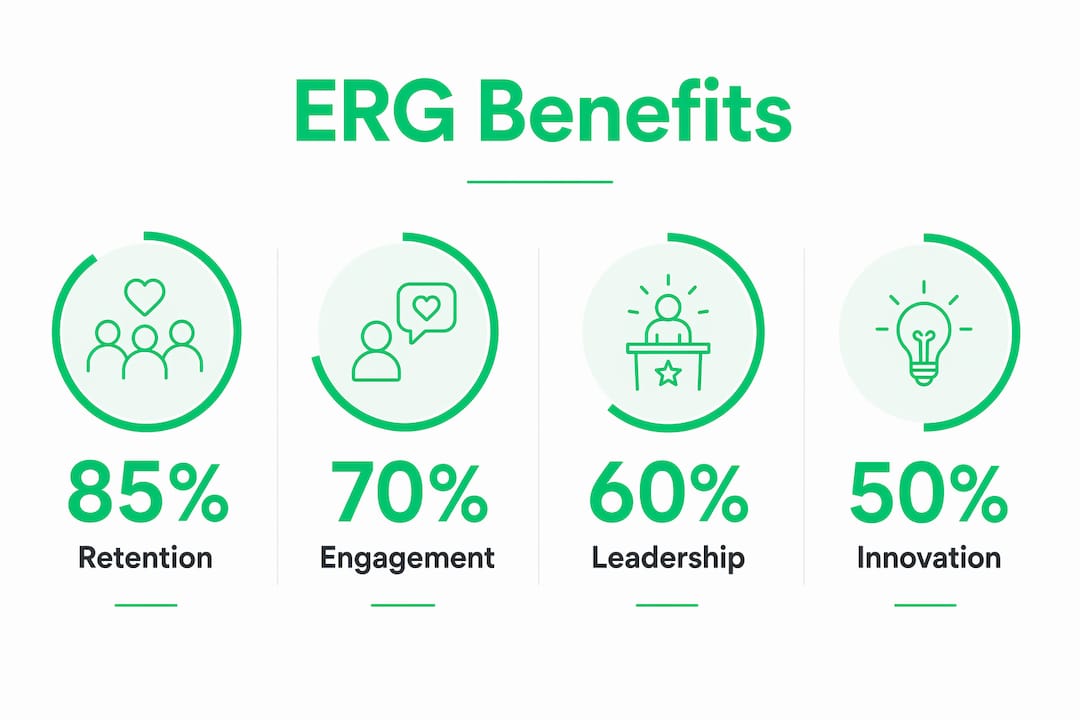Infographic showing key benefits of employee resource groups