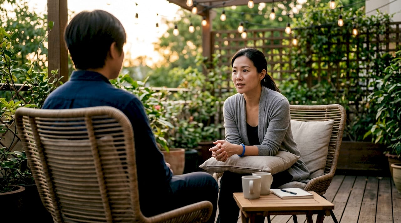 Counselor providing mental health support to employee