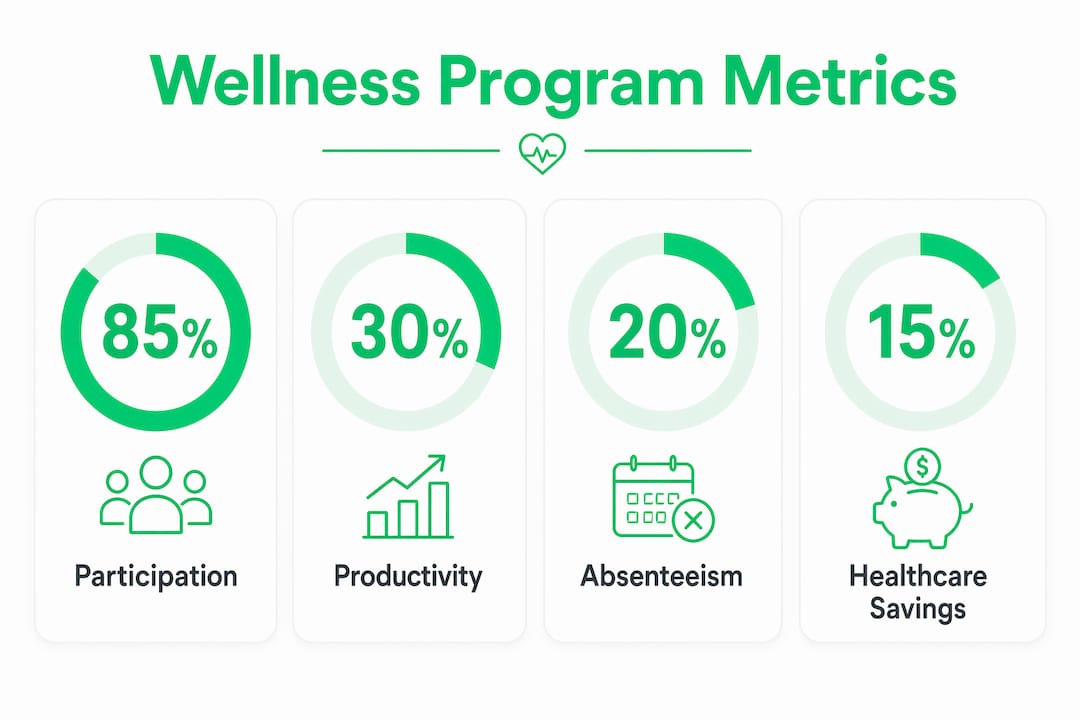Infographic showing key wellness program metrics