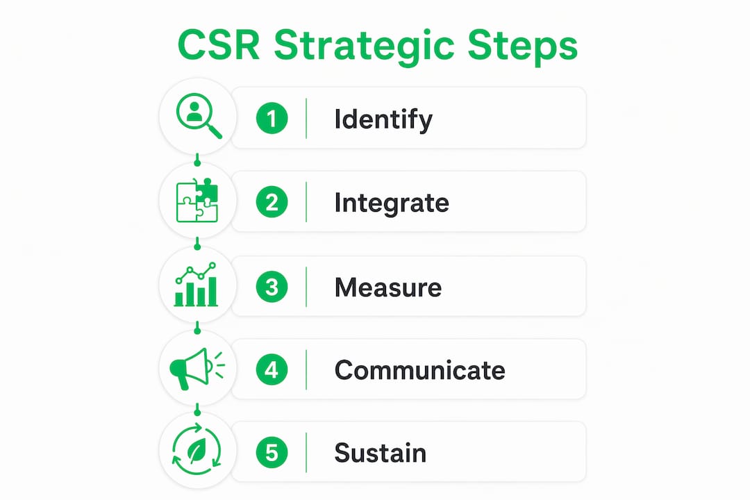 Infographic showing CSR strategic business priority steps