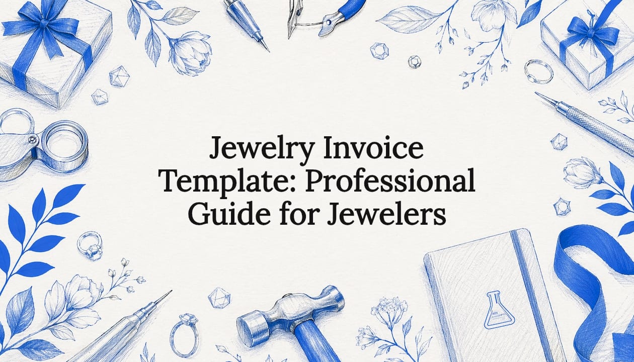 Decorative jewelry invoice title card illustration