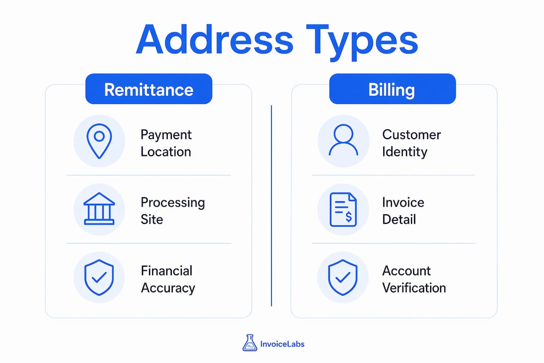 Infographic comparing remittance and billing addresses