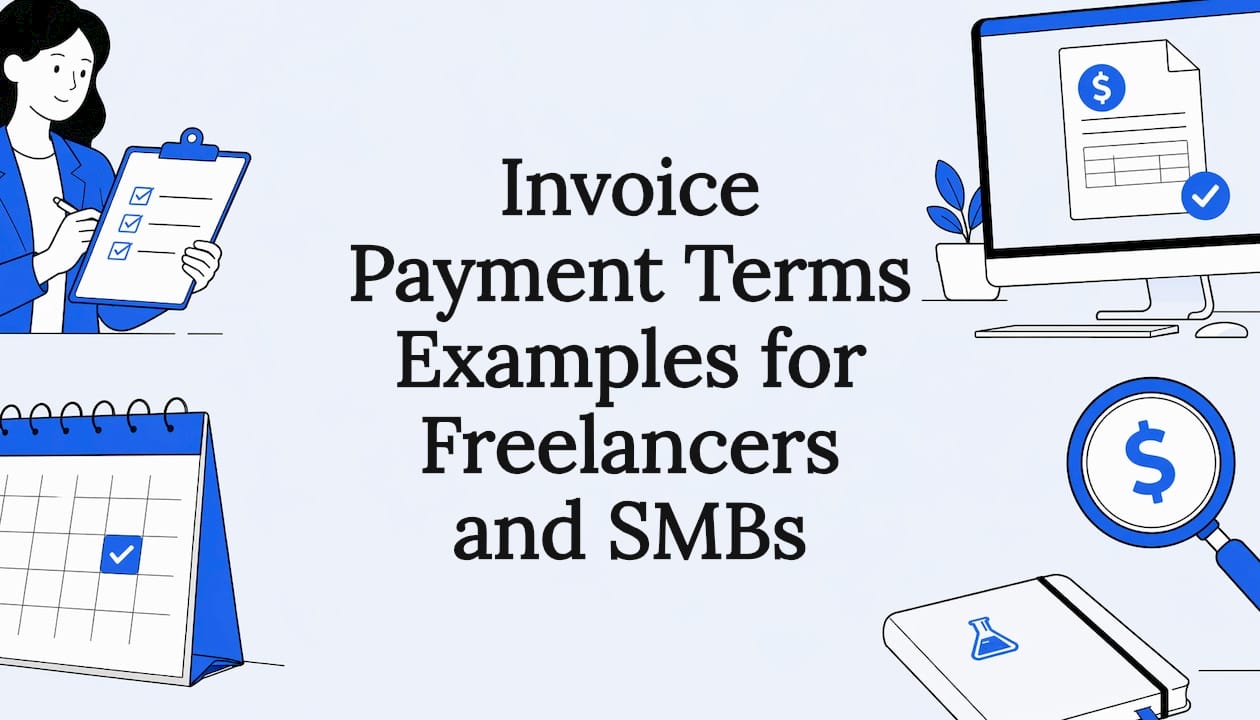 Decorative invoice payment terms title card illustration