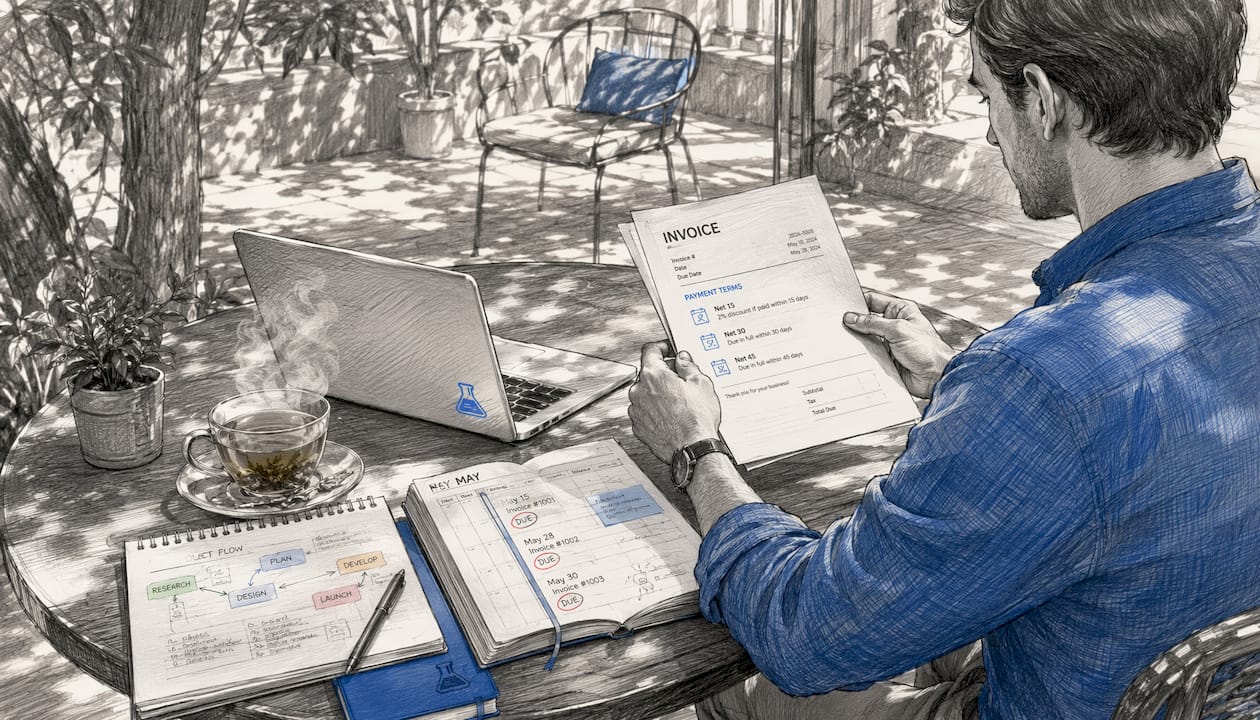 Freelancer reviewing invoice payment terms