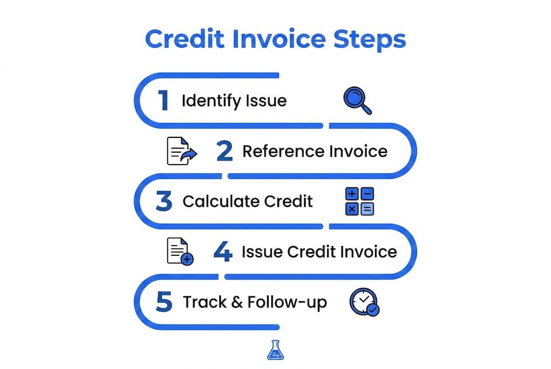 Infographic showing main steps to create credit invoice