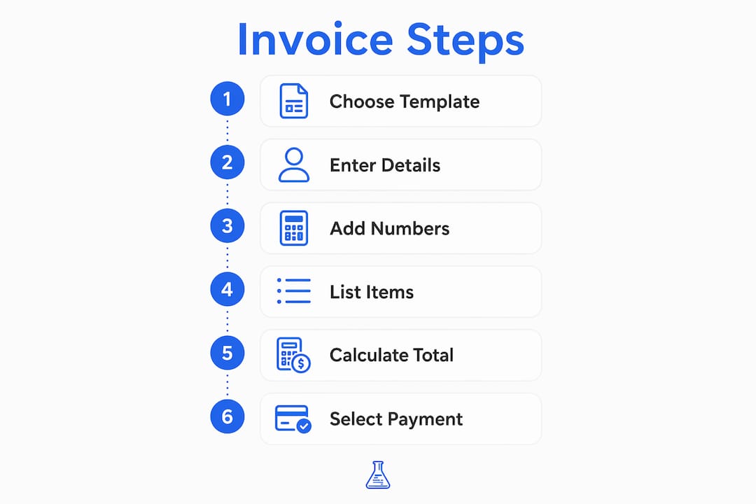 Infographic showing steps to create online invoice