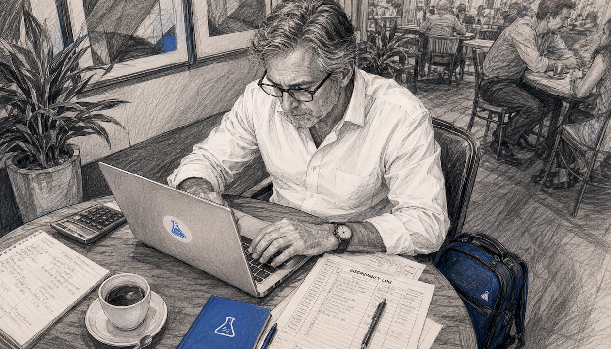 Accountant correcting payment discrepancy in home office