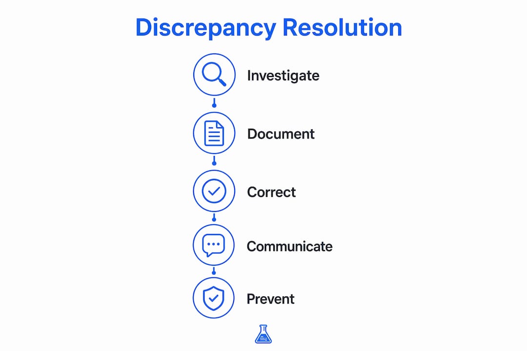 Infographic showing payment discrepancy resolution steps