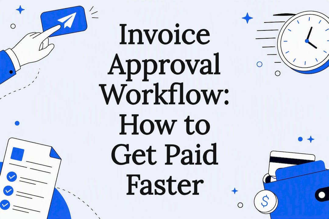 Decorative title card illustration for invoice approval workflow