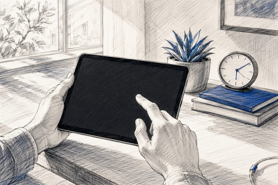 Hands selecting payment terms on tablet