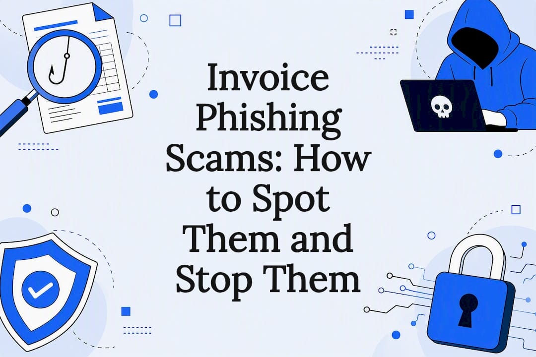 Decorative illustration themed on invoice phishing and security
