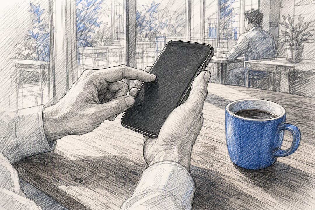 Hands verifying invoice on tablet