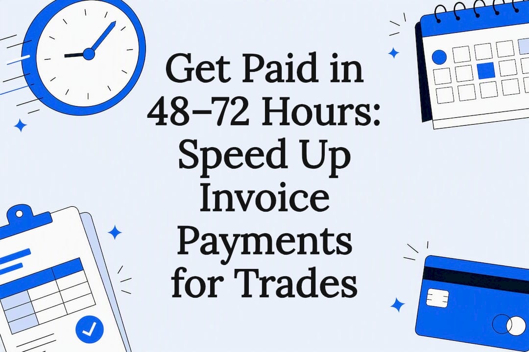 Decorative title card illustration for article on speeding invoice payments