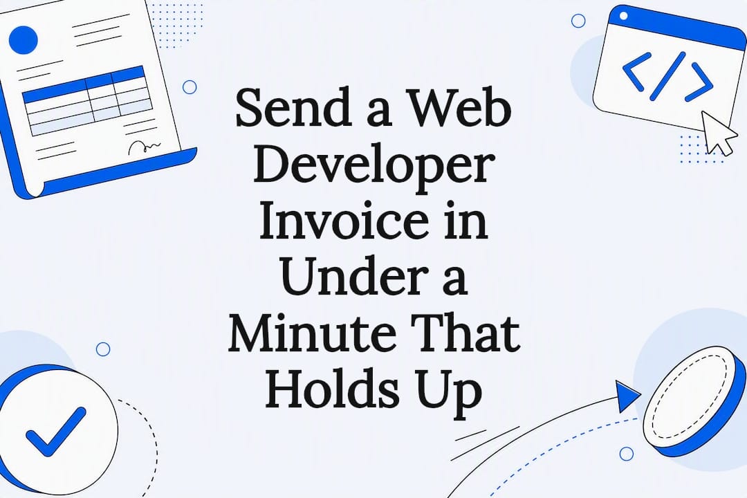 Web developer invoice title card illustration