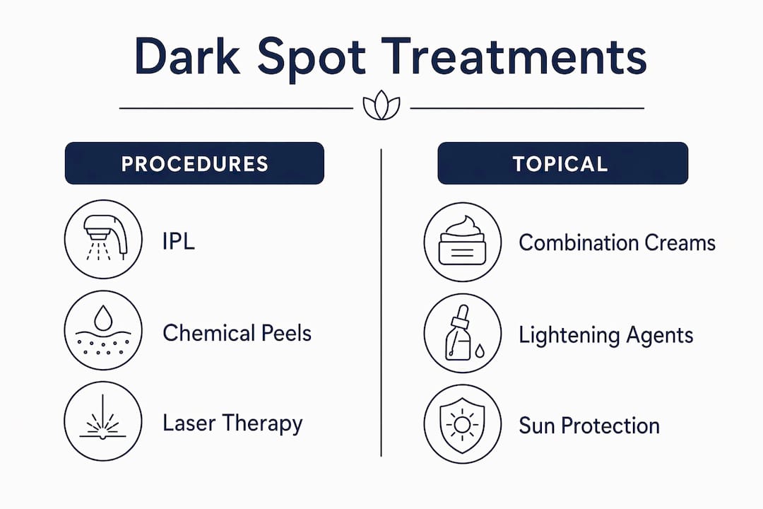 Infographic comparing dark spot treatments categories