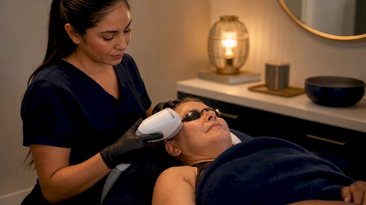 IPL facial treatment in spa environment