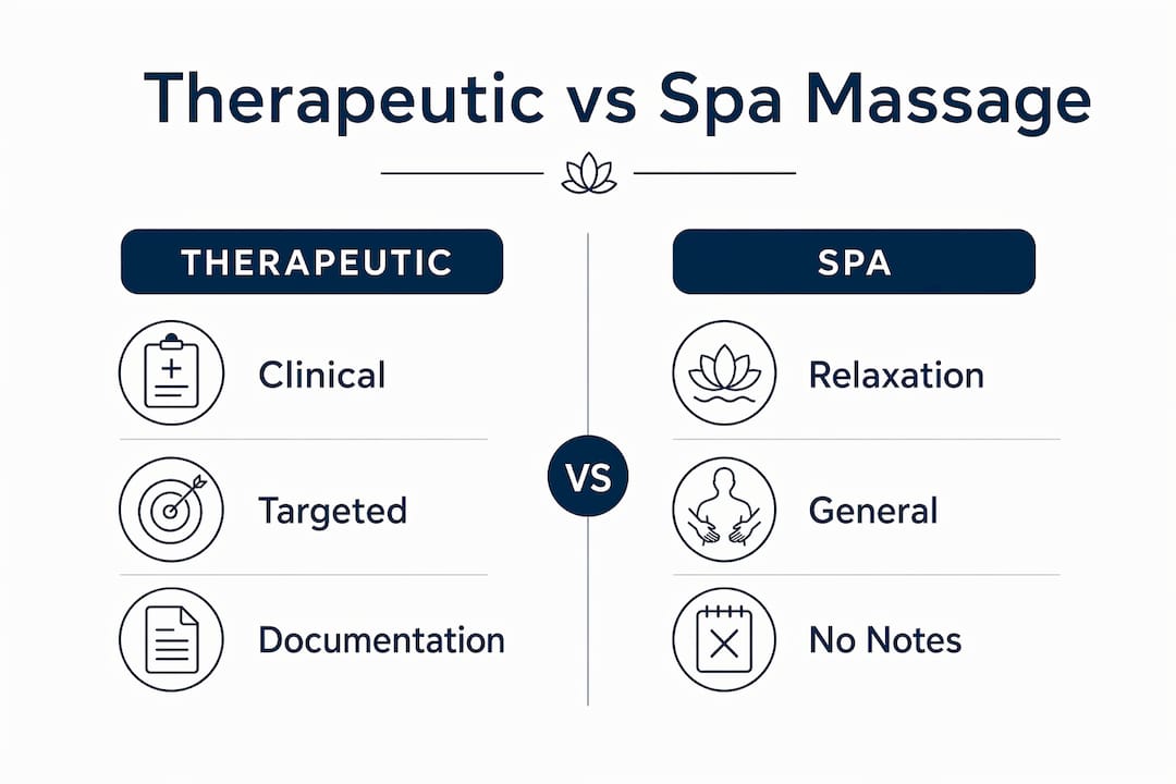 Infographic comparing therapeutic and spa massage differences