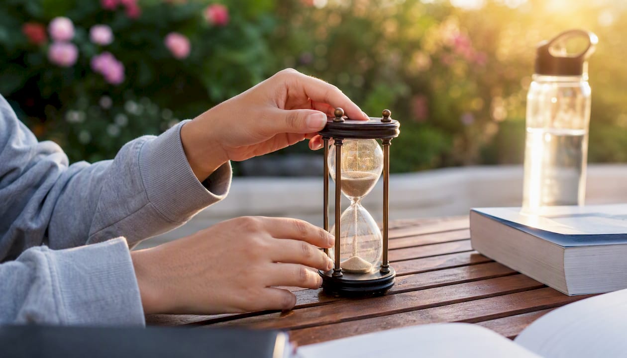 Hands setting timer for practice NCLEX exam