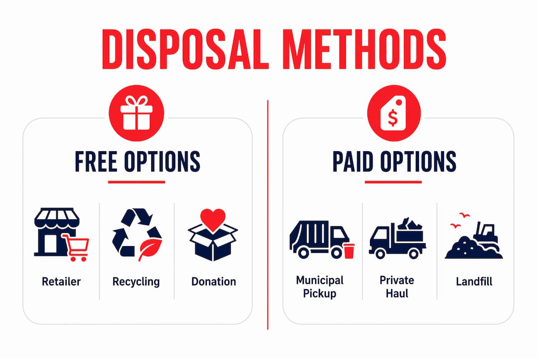 Infographic comparing mattress disposal methods free vs paid options