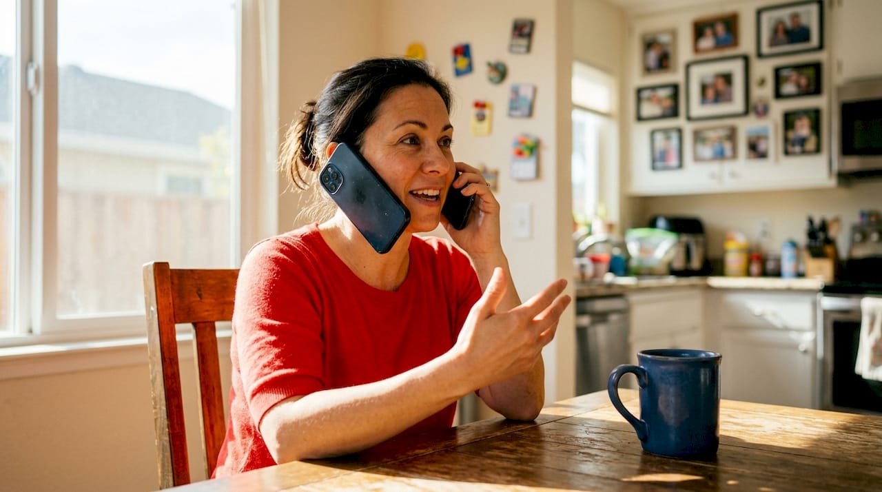 Hands dialing phone to schedule Sunnyvale bulky pickup