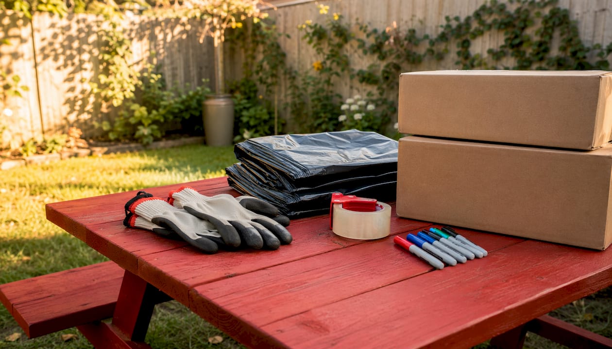 Cleaning supplies and tools for storage unit
