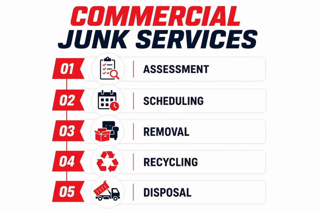 Infographic showing commercial junk removal process flow