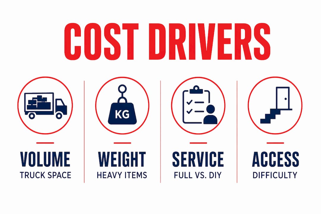 Infographic showing key junk removal cost factors
