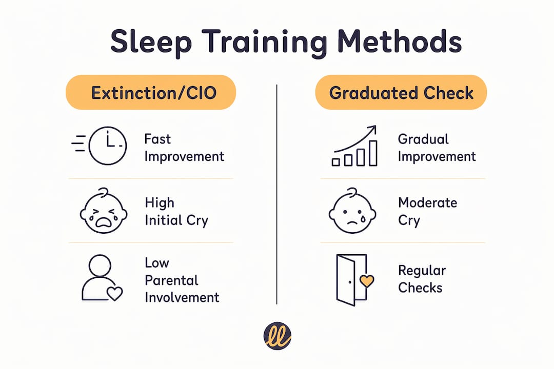 Infographic comparing sleep training methods
