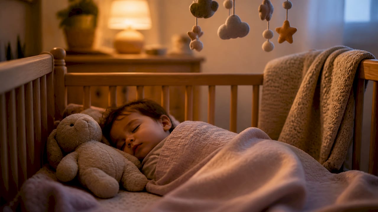 Toddler sleeping peacefully after nap transition