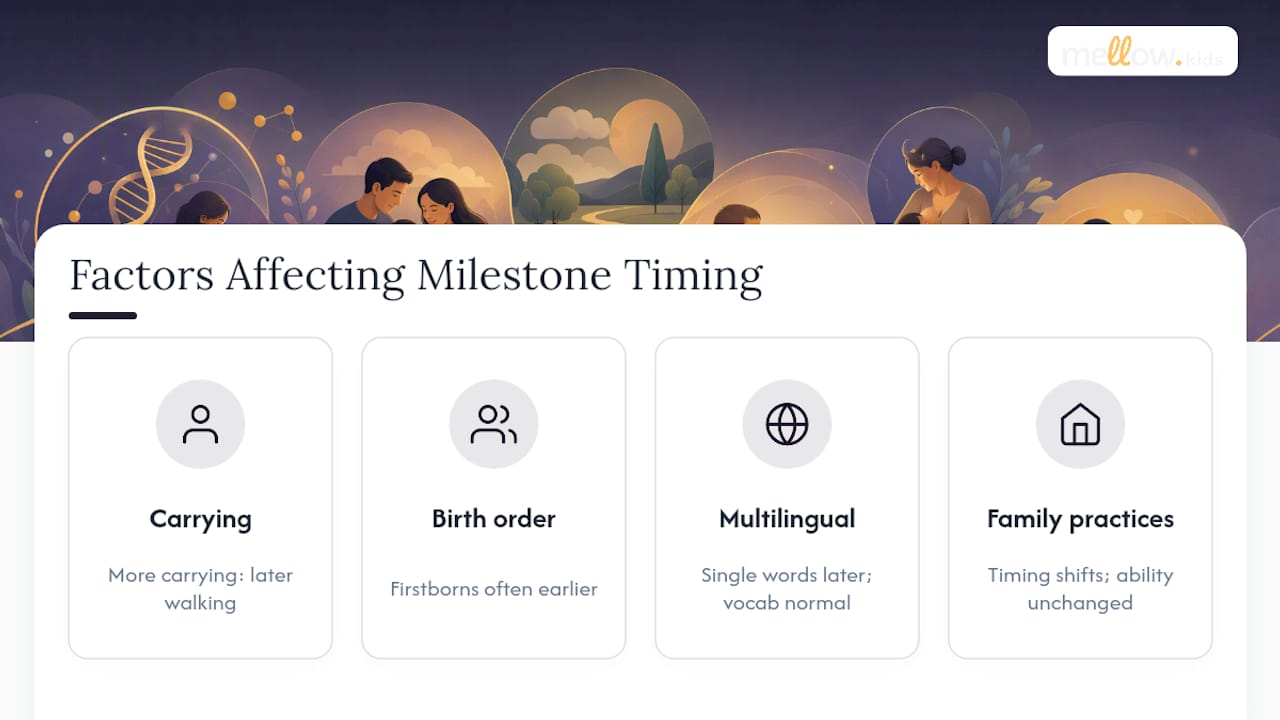 Diagram showing factors affecting infant milestone timing