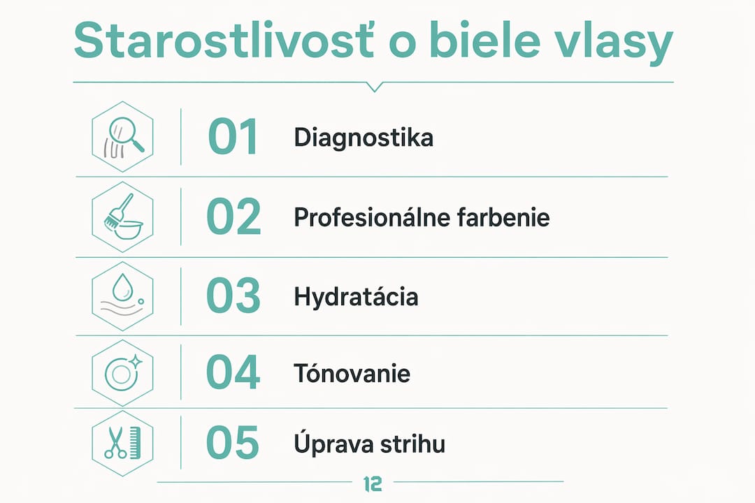 Infografika s tipmi na starostlivosť o biele vlasy v Bratislave