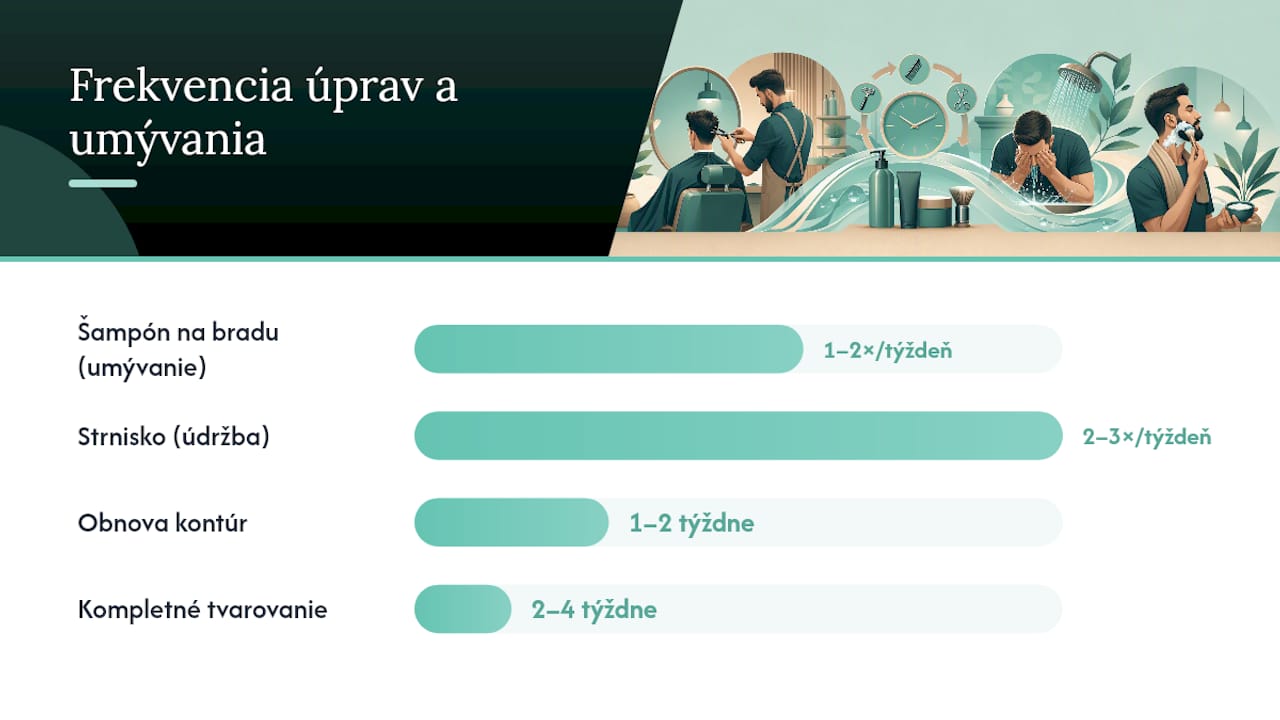 Nástroje, prípravky a ako často upravovať bradu — overview diagram