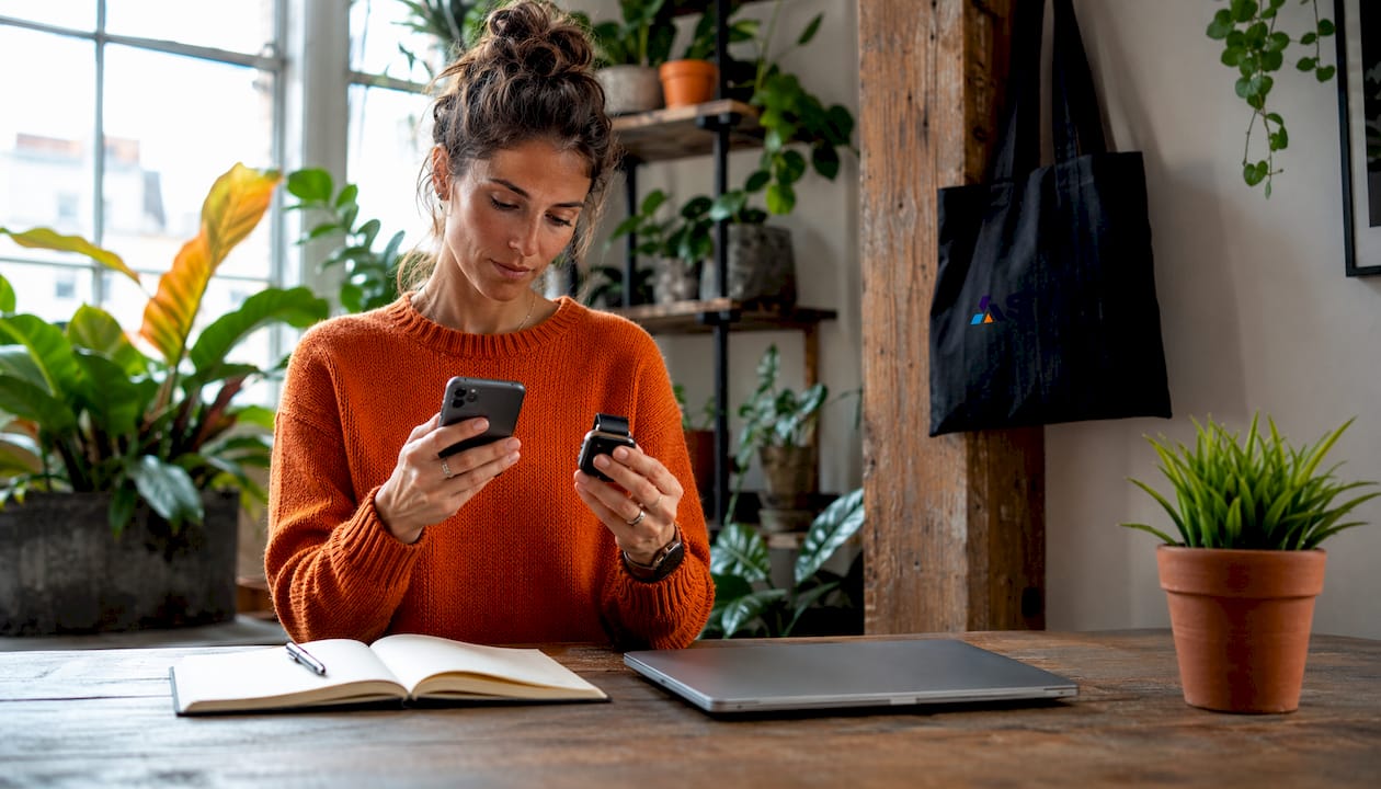 Mensen bedienen Apple-apparaten op kantoor