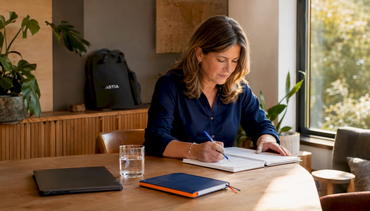 Een vrouw stelt de agenda op voor een Teams-vergadering.