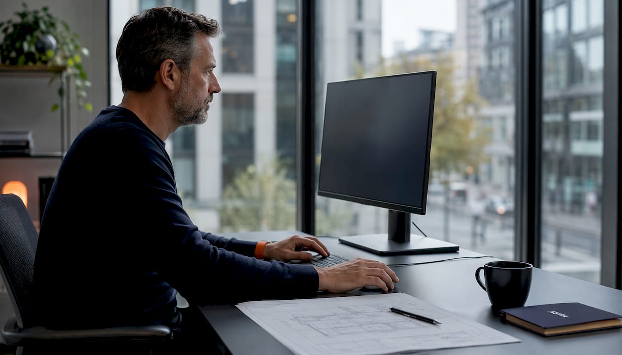 Man is bezig met het instellen van beveiligde e-mail in Outlook