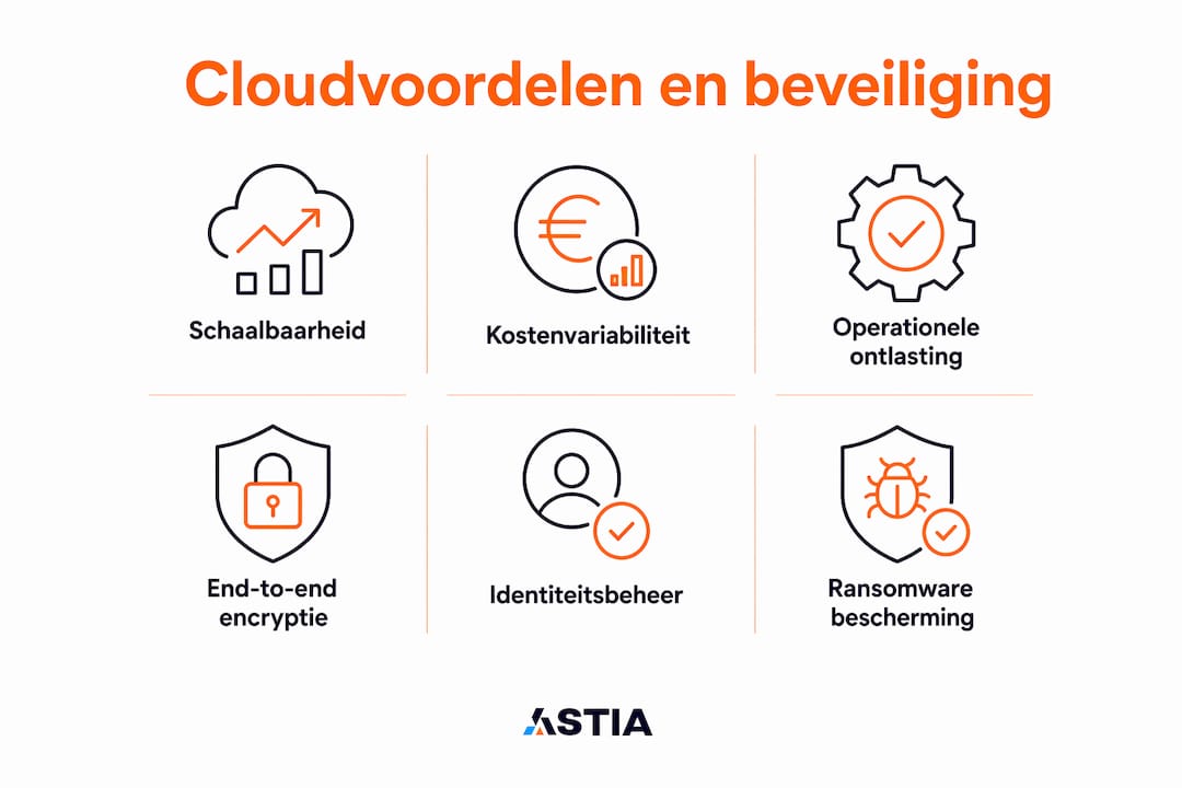 Infographic met de voordelen van de cloud én de belangrijkste beveiligingsmaatregelen