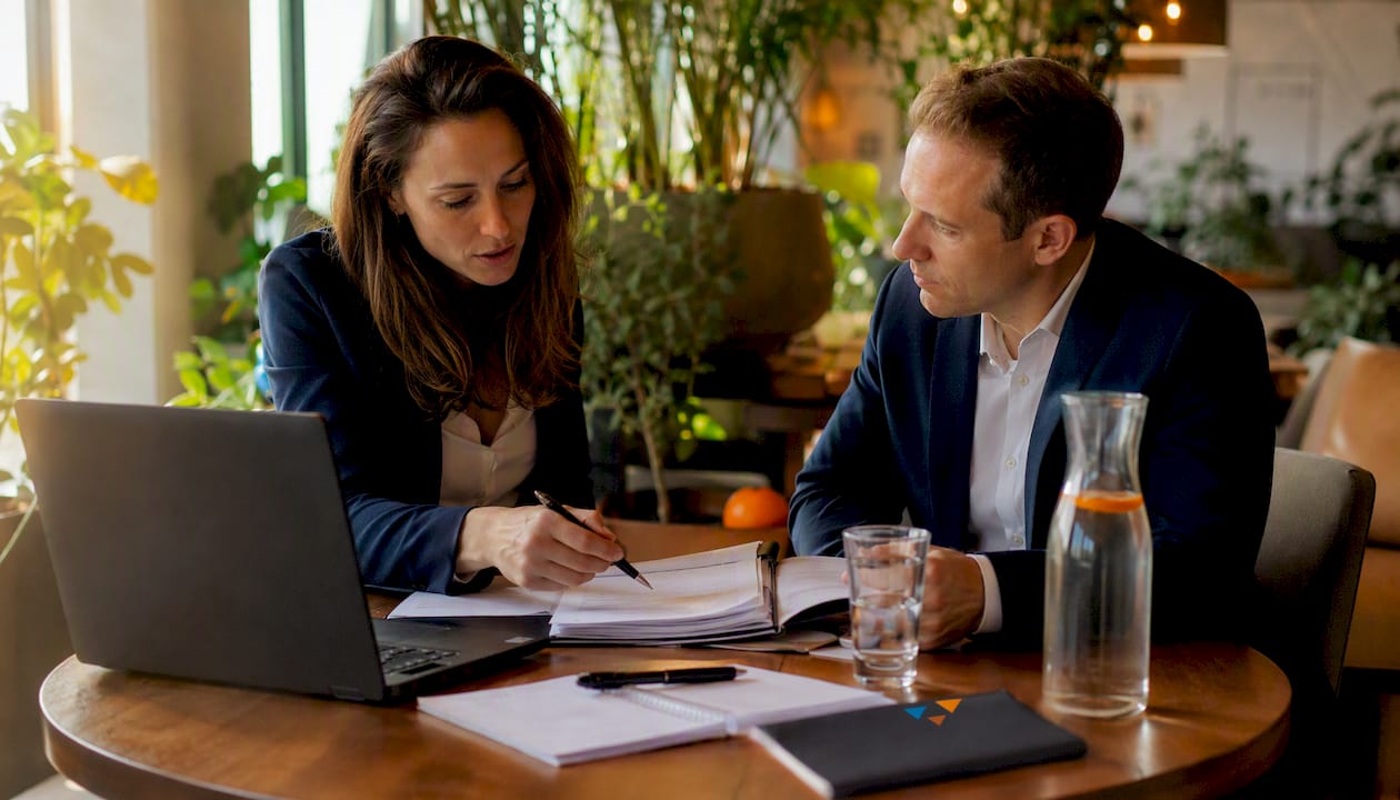 Zakelijk overleg over het vergelijken van verschillende platforms